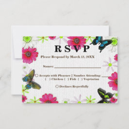 Invitación Flores y mariposas en el menú RSVP Mosaico