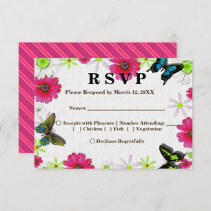 Invitación Flores y mariposas en el menú RSVP Mosaico