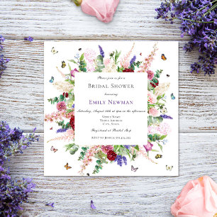 Invitación Flores y mariposas modernas duchas de novias