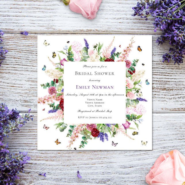 Invitación Flores y mariposas modernas duchas de novias (Subido por el creador)