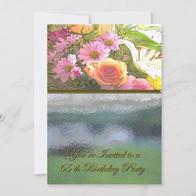 Invitación Flores y niebla cumpleaños número 65 (Anverso)