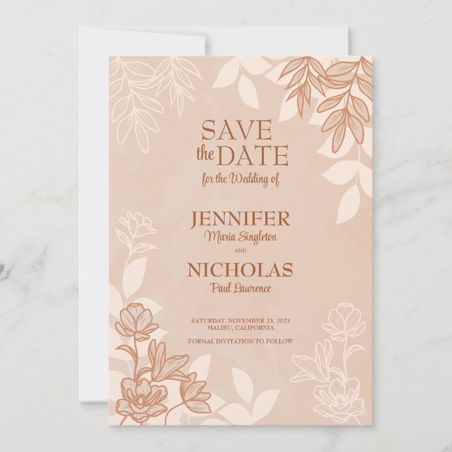 Invitación Flores y ornamentos modernos para Boda (Anverso)