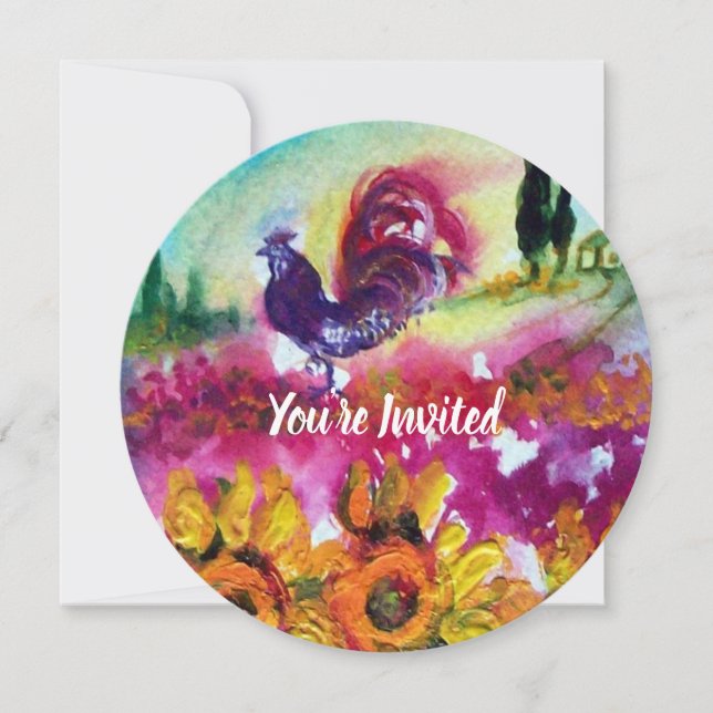 Invitación FLORES Y paisajes Rústicos DE ROOSTER NEGRO (Anverso)