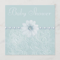 Flores y perlas azules de Baby Shower Bling del