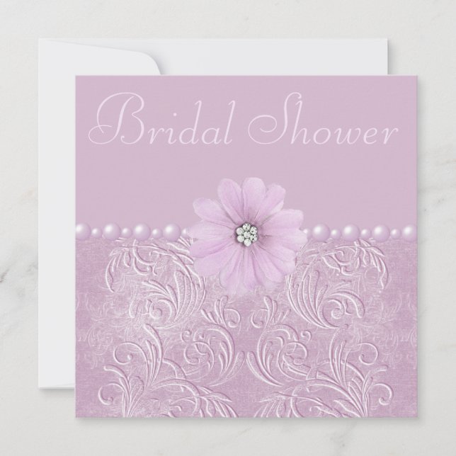 Invitación Flores y perlas nupciales de Bling de la ducha de (Anverso)