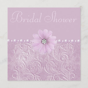 Invitación Flores y perlas nupciales de Bling de la ducha de