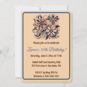 Invitación Flores y remolinos editables