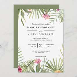 Invitación Flores Y Saltos Tropicales Boda