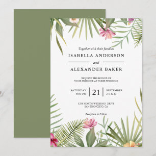 Invitación Flores Y Saltos Tropicales Boda