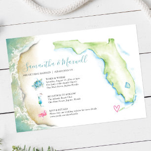 Invitación Florida Beach Wedding Watercolor Ilustrado