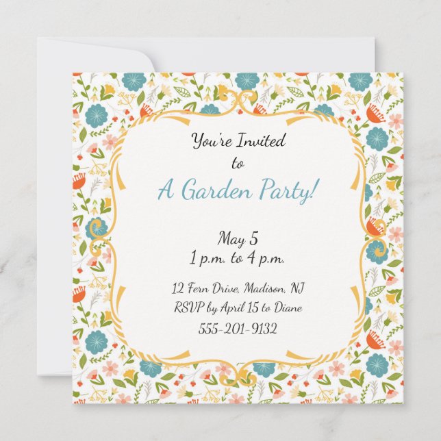 Invitación florida del Fiesta Personalizado Garden (Anverso)