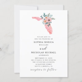 Invitación Florida. Flor rosa elegante. Floral acuarela