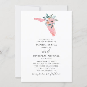 Invitación Florida. Flor rosa elegante. Floral acuarela
