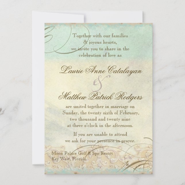 Invitación Florida Sea Turtle Moderna Playa Costera Oceánica (Anverso)