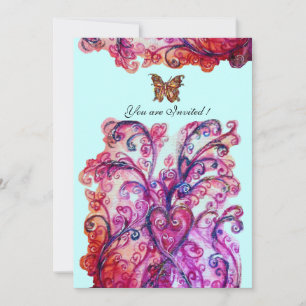 Invitación FLORIDOS DETALLES CAPRICHOSOS rojo rosa púrpura az