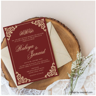 Invitación Floritura Barroca Boda Musulmana Romántica de Borg