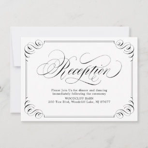 Invitación Floritura de recepción de caligrafía elegante vint