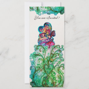 Invitación FLorituras CAPRICHOSAS Y PEQUEÑO ELF púrpura,rojo,
