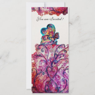 Invitación FLorituras CAPRICHOSAS Y PEQUEÑO ELF púrpura,rojo,