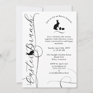 Invitación Florituras Negras Giratorias Con Brunch De Pascua