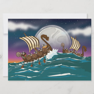 Invitación Flota de invasión vikinga de dibujos animados