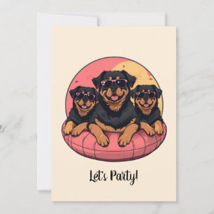 Invitación Flotadores de piscina de verano para perros Rottwe