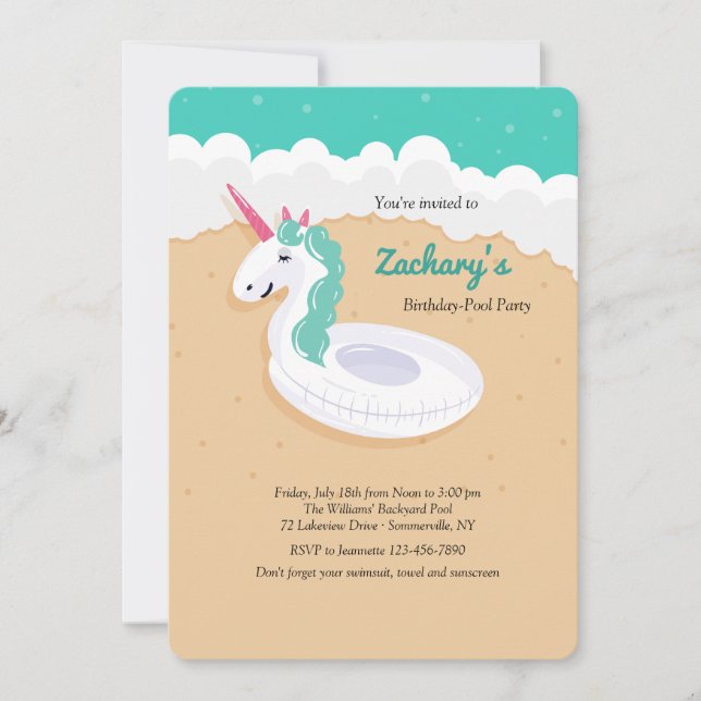 Invitación flotante de Unicornio (Anverso)