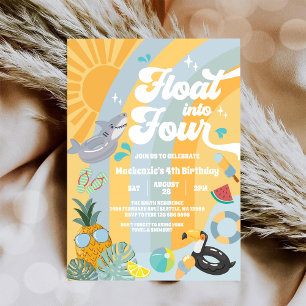 Invitación Flotar En Cuatro Cumpleaños De Verano Tropical 4