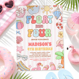 Invitación Flotar en cuatro fiesta de cumpleaños número 4 de
