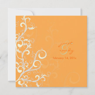 Invitación Flourias/hojas de remolino/naranja