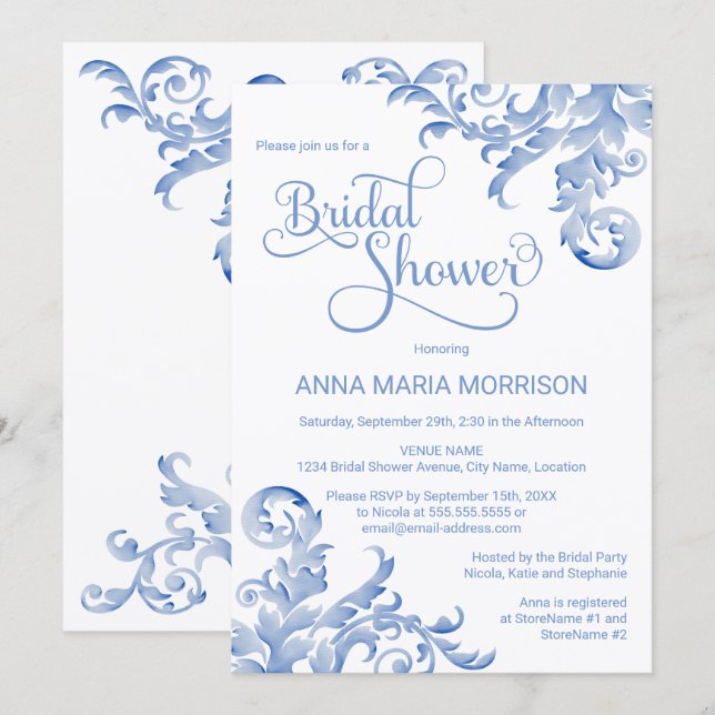 Invitación Flouridal Bridal Shower (Anverso / Reverso)