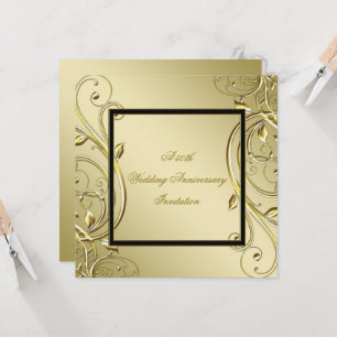 Invitación Flourish Gold Black 50º Aniversario de Bodas
