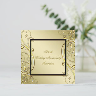 Invitación Flourish Gold Black 50° aniversario de Boda