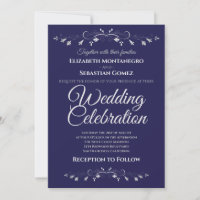 Flourish Navy Blue Simple Elegant Wedding