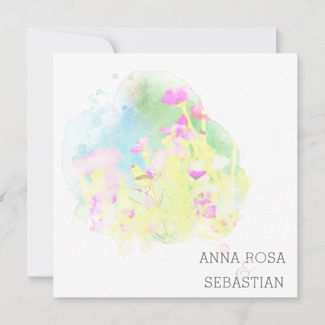 Invitación ~* Flower Bird AR12 FOTO RSVP + Boda QR (Anverso)