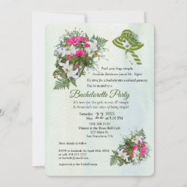 Invitación Flower Bouquet Bachelorette Party, Purpurina de or