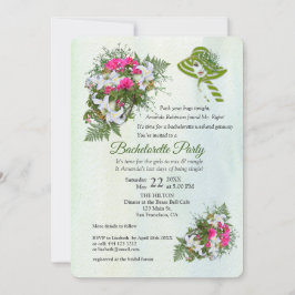 Invitación Flower Bouquet Bachelorette Party, Purpurina de or