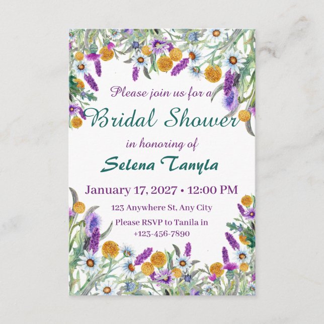 Invitación   Flower Bridal Shower Invitation Card (Anverso)