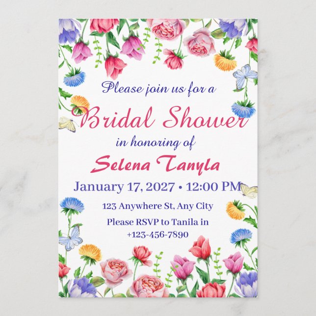 Invitación Flower Bridal Shower Invitation Card (Anverso)