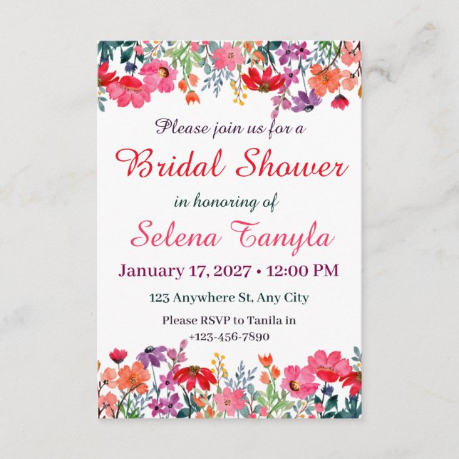 Invitación  Flower Bridal Shower Invitation Card (Anverso)