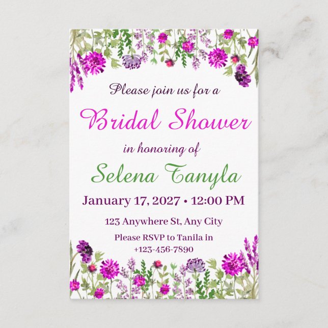 Invitación  Flower Bridal Shower Invitation Card (Anverso)