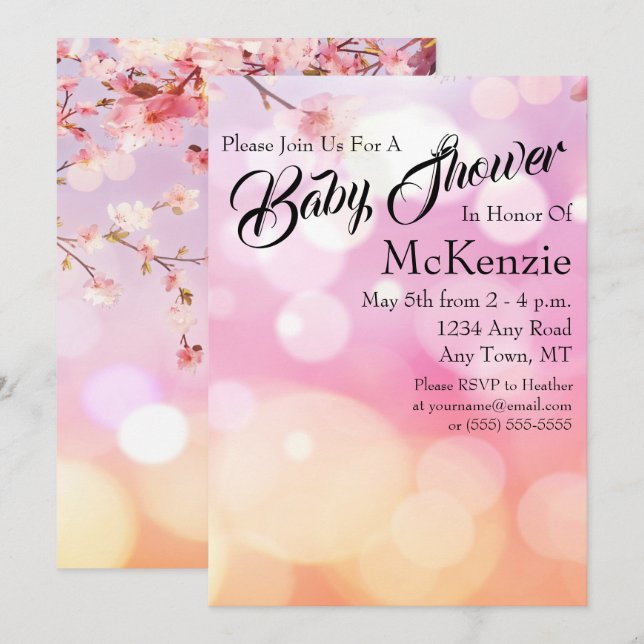 Invitación Flower Bud Bokeh Baby Shower (Anverso / Reverso)