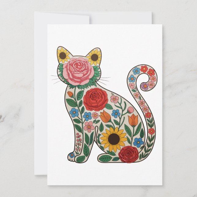 Invitación Flower Cat Wildflowers Kitten Lover (Anverso)