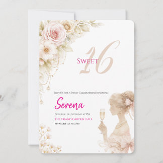 Invitación Flower Dreamy Soft Sweet 16 Birthday Invitation