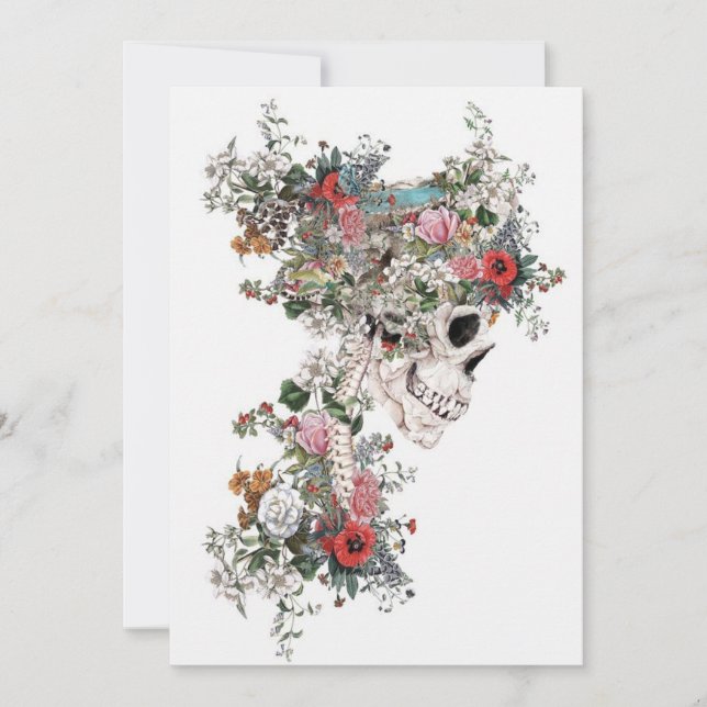 Invitación Flower-filled Skeleton (Anverso)