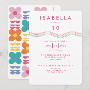 Invitación Flower Fun Vibrant Flower Cumpleaños