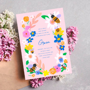 Invitación Flower Garden Bees Baby Shower