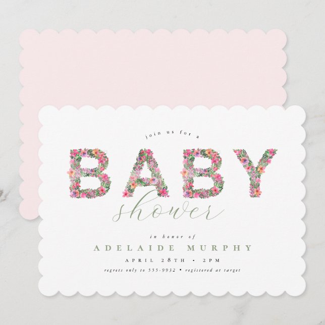 Invitación Flower Garden Floral Baby Shower (Anverso / Reverso)
