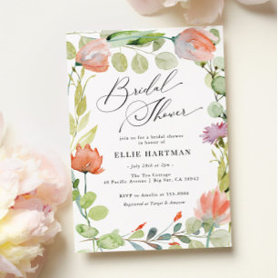 Invitación Flower Garden Pink Green Bridal Shower