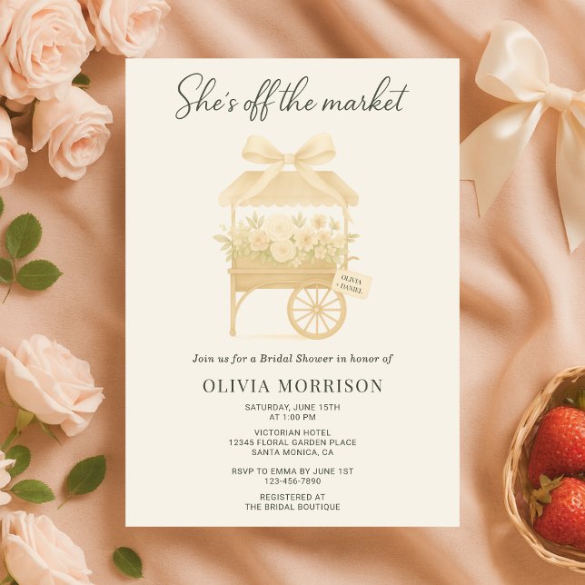 Invitación Flower Market Coquette Bow Bridal Shower (Subido por el creador)
